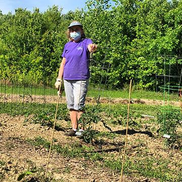 Master Gardener Cindy George in one of the many community gardens in Louisville Master Gardener Cindy George in one of the many community gardens in Louisville