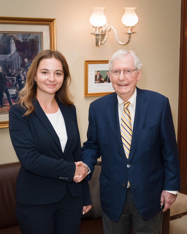 Marianna Grabova pictured with Kentucky Senator Mitch McConnell. Picture provided by Marianna Grabova.