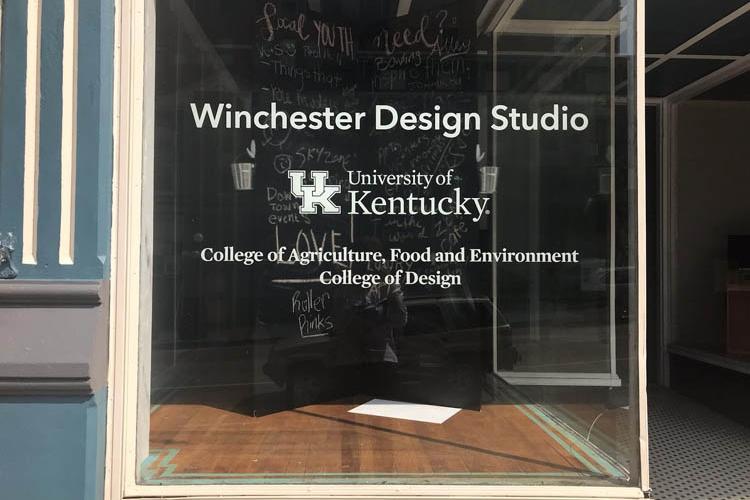 The storefront of the new Design Studio Winchester, a collaboration between the University of Kentucky and the City of Winchester.
