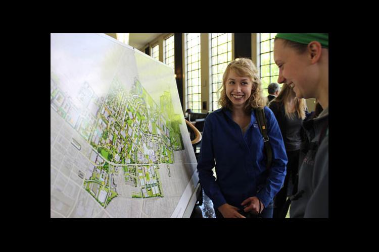 UK Forestry student Hannah Angel with the plan for campus tree-planting initiative 