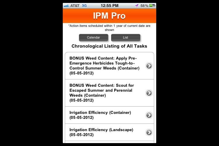 IPMPro app screen 