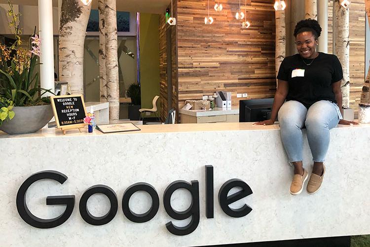 CAFE student Kymberley Johnson at her internship at Google during the summer of 2019. Photo courtesy of Kymberley Johnson.