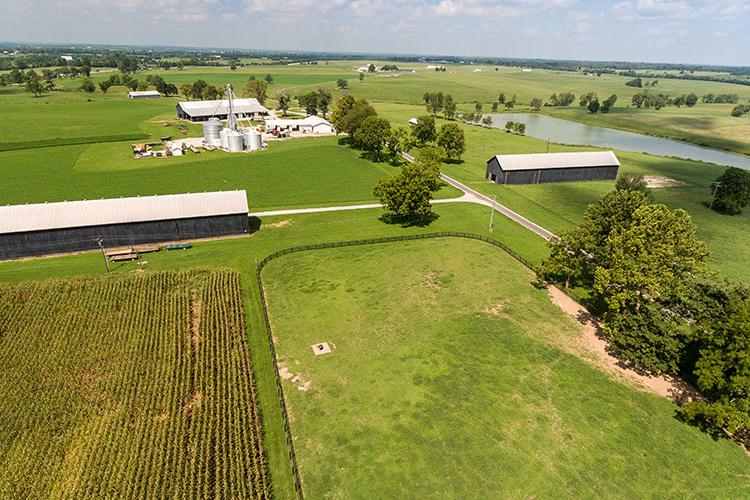 Aerial shot of UK's Oran C. Little Research Farm. Photo by Matt Barton, UK agricultural communications.