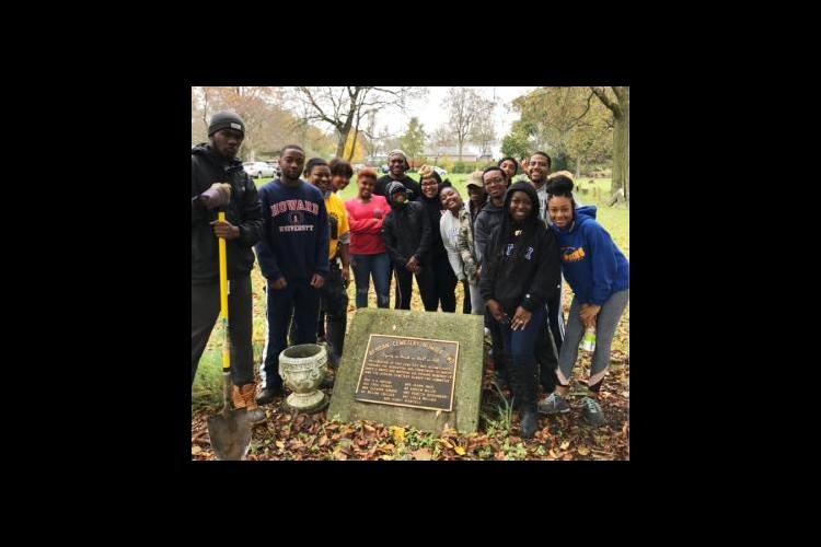 MANRRS students plant trees at African Cemetery No. 2.   