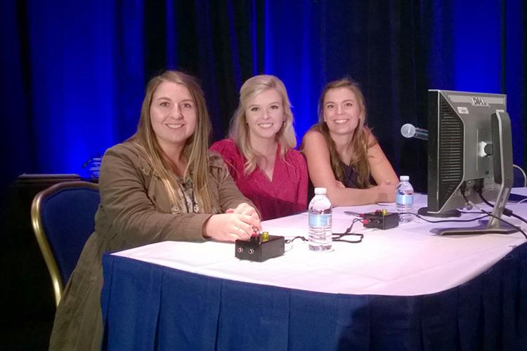 UK quiz bowl team members  from left: Josey Moore, Erica Rogers and Zoe Gabrielson during the national competition.  Photo by Leigh Maynard, UK agricultural economist.