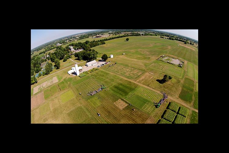 An aerial view of a past turf field day 