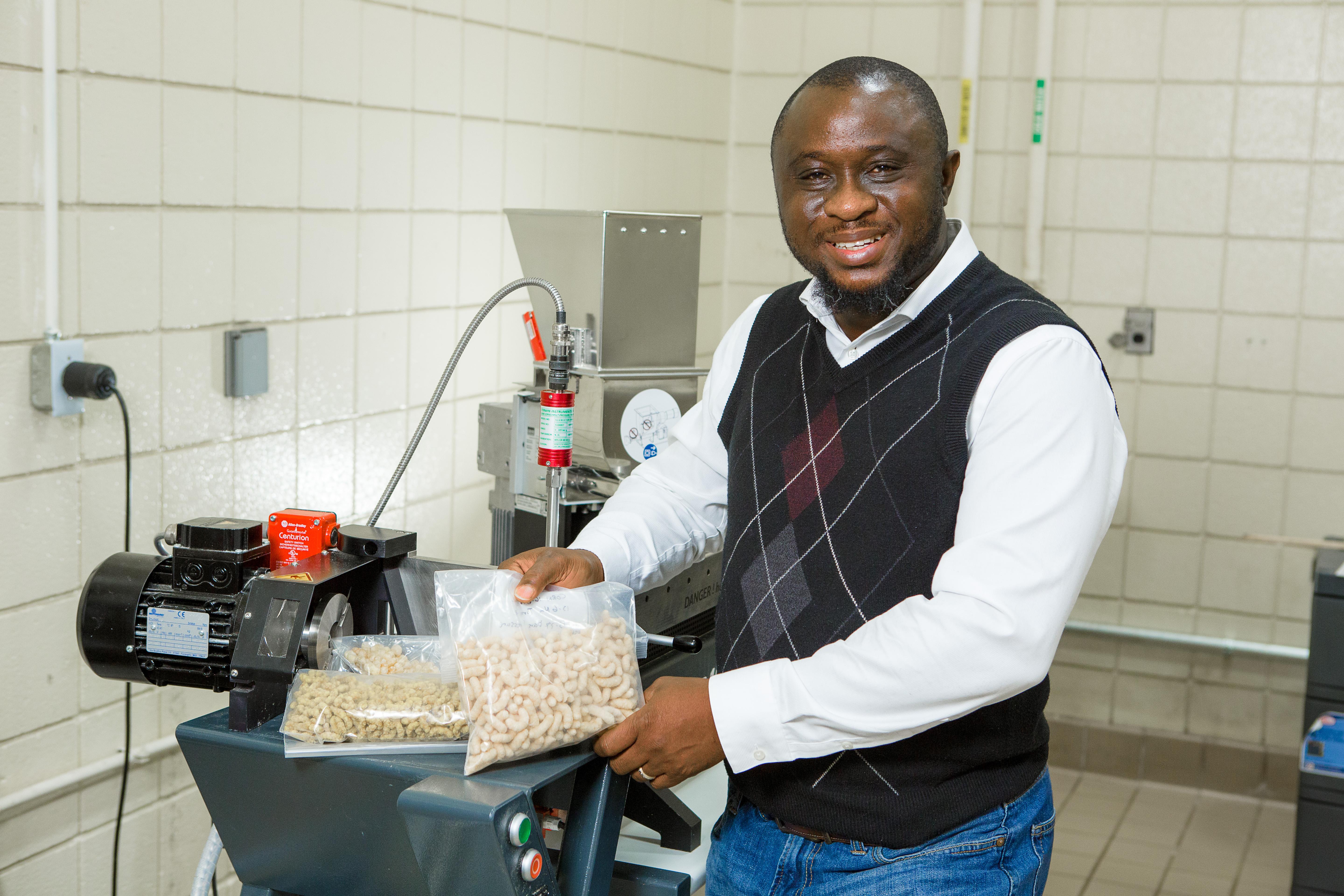 Food engineer Akinbode Adedeji, pictured here in his UK lab, is the recipient of the Canadian Society of Bioengineering's John Clark Award for his significant contributions to food engineering. Photo by Matt Barton, UK agricultural communications.