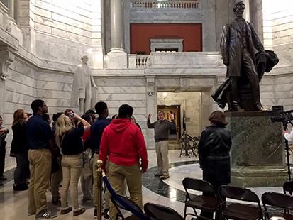 Butler Traditional High School students tour the Capitol rotunda. 