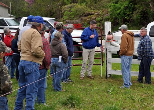 UK extension beef specialist Jeff Lehmkuhler, center, leads a presentation during the 2012 Kentucky Grazing School. 
