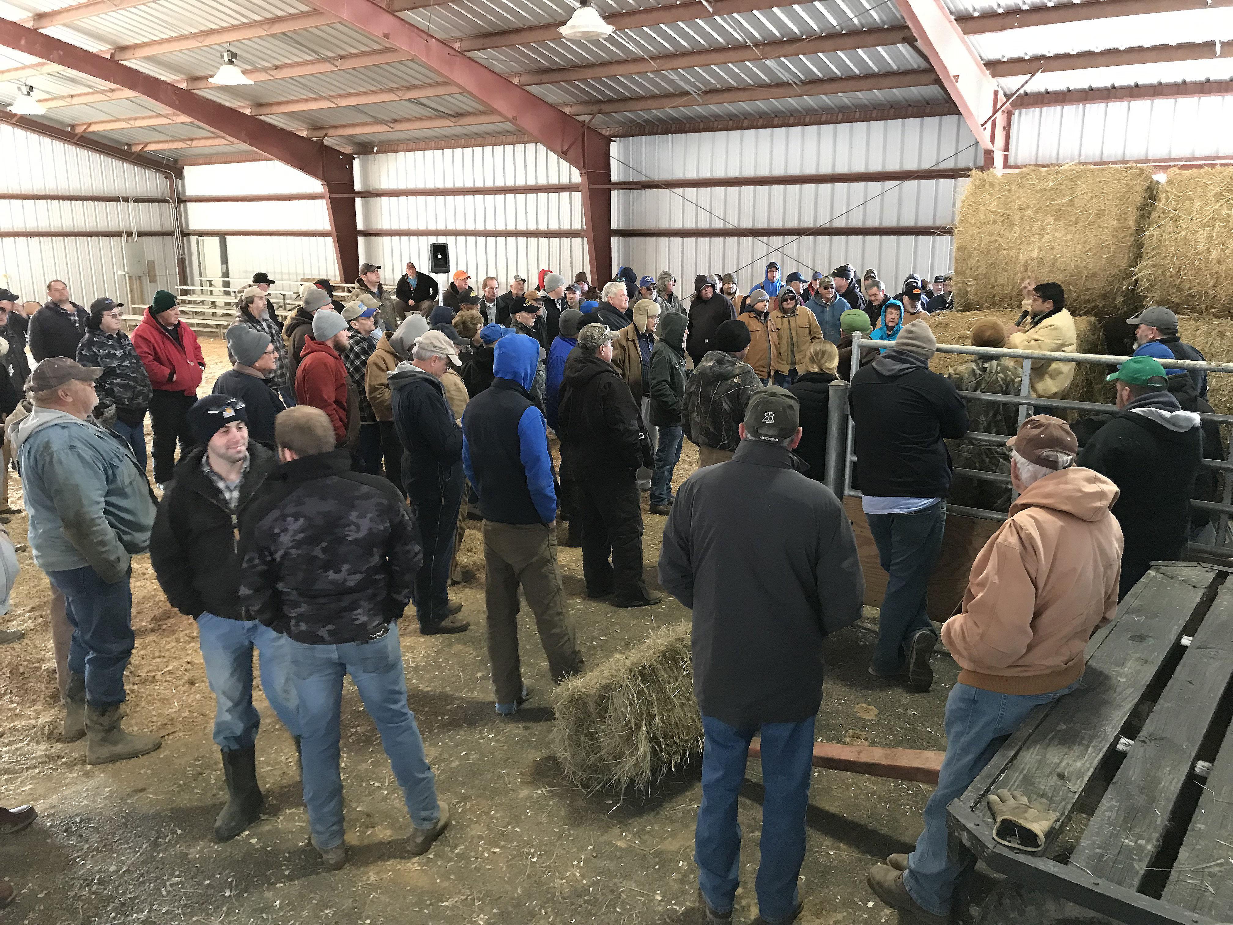 Producers bid on hay at the Tri-County Hay and Straw Auction in Metcalfe County. Photo by Kevin Lyons, Monroe County agriculture and natural resources extension agent.
