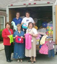 Homemakers collected thousands of children's clothing items to be sent to a Montana Indian Reservation.