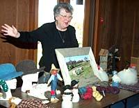 Norma Jean Campbell displays wool projects she makes year-round.