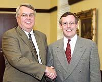 UK College of Ag Dean Scott Smith (left) and Owensboro Grain VP of Strategic Planning and Development John Wright.