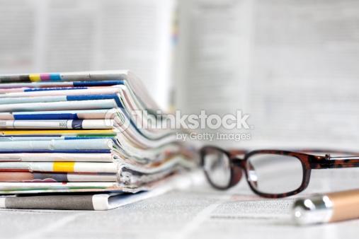 magazines and glasses