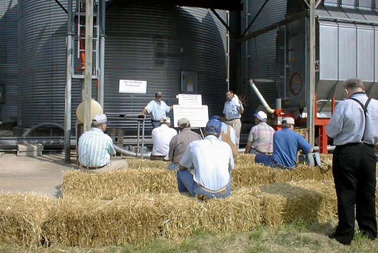 Henry Sanger hosted a UK Wheat Field Day on his farm in 2000. Photo courtesy of Lloyd Murdock and Dottie Call. 