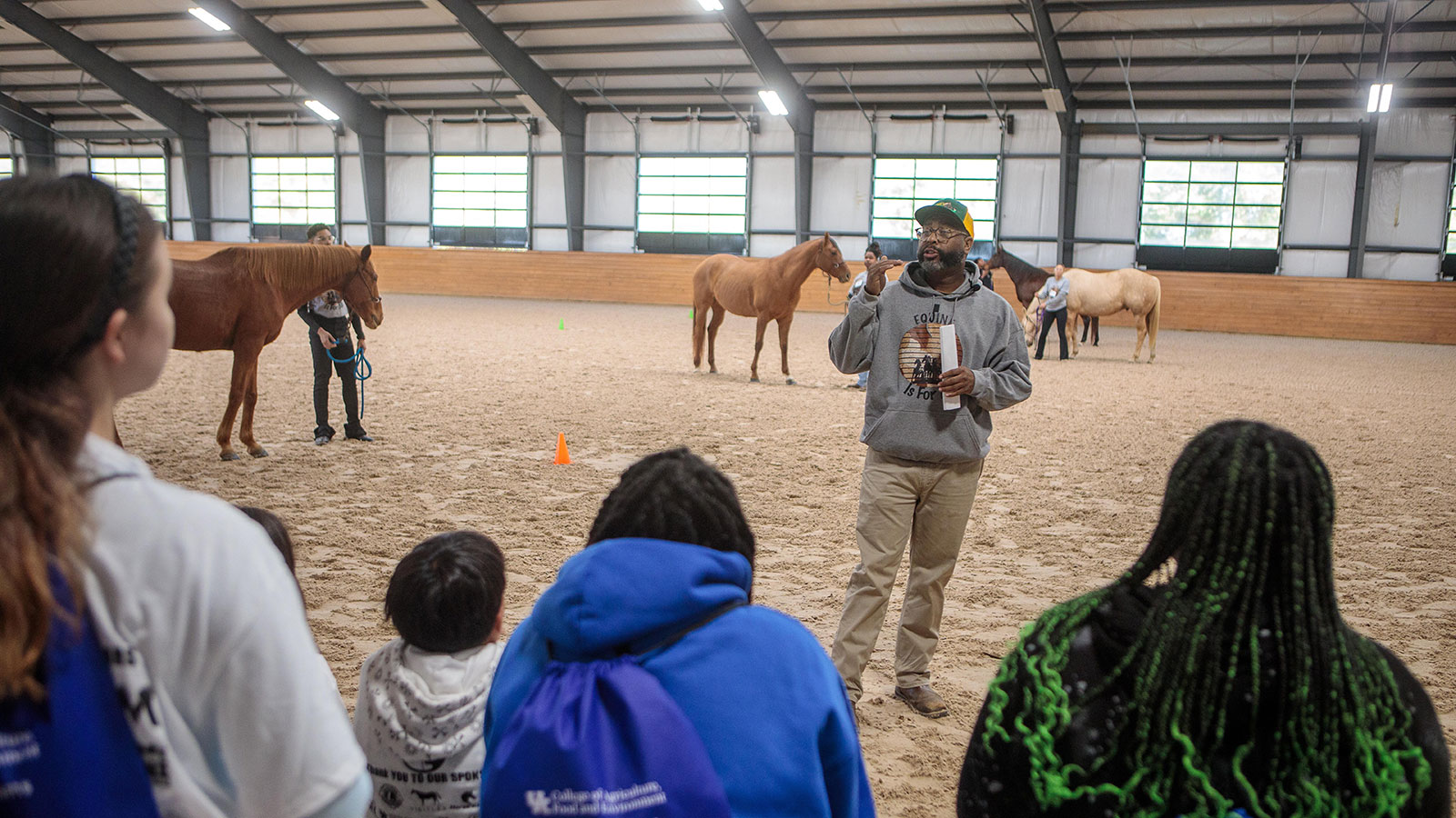 Jermo Reese, founder and clinician of Frankie's Corner Little Thoroughbred Crusade, instructing the students.