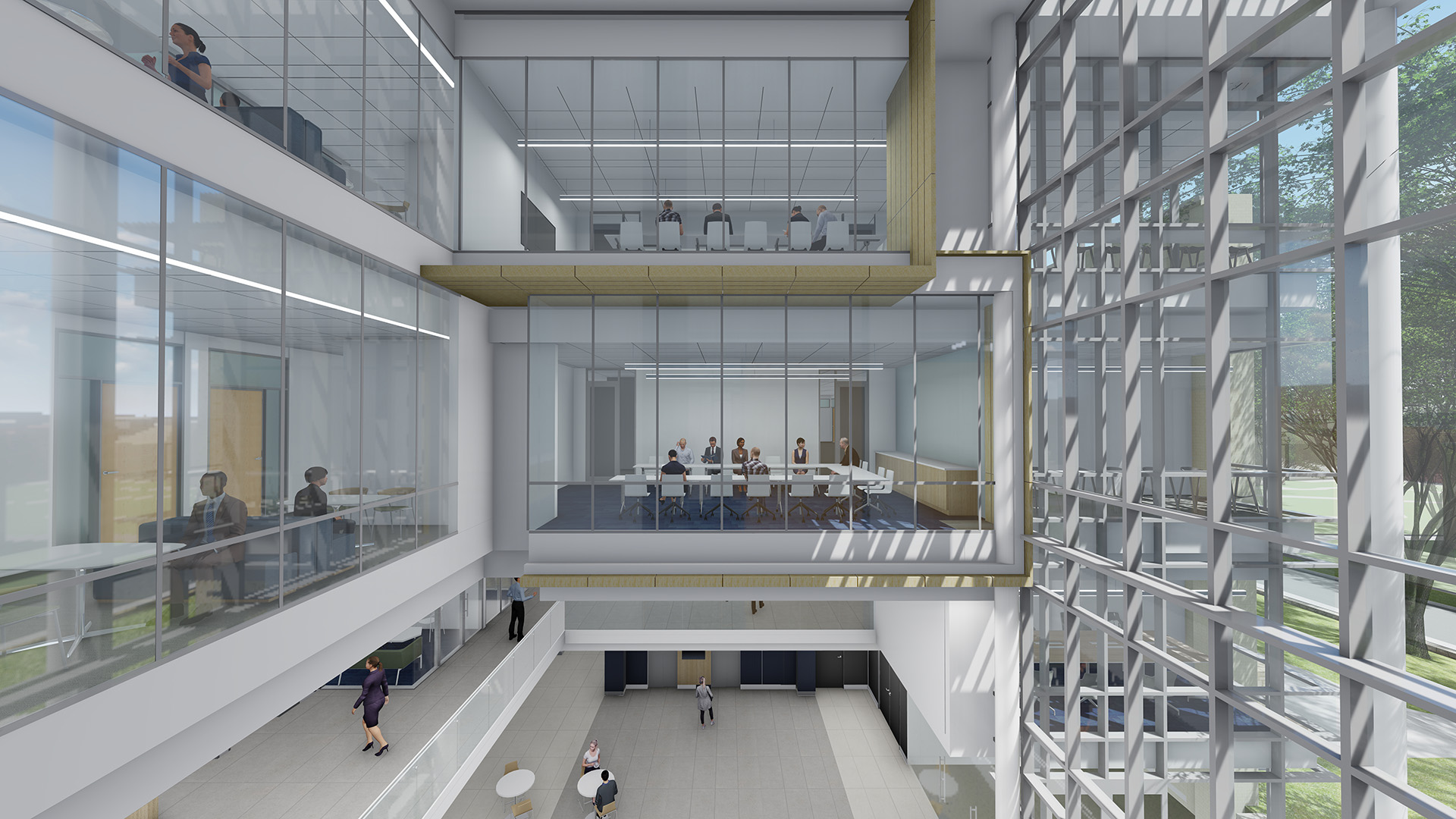 Scovell Hall's new atrium will serve as a centralized hub for community.