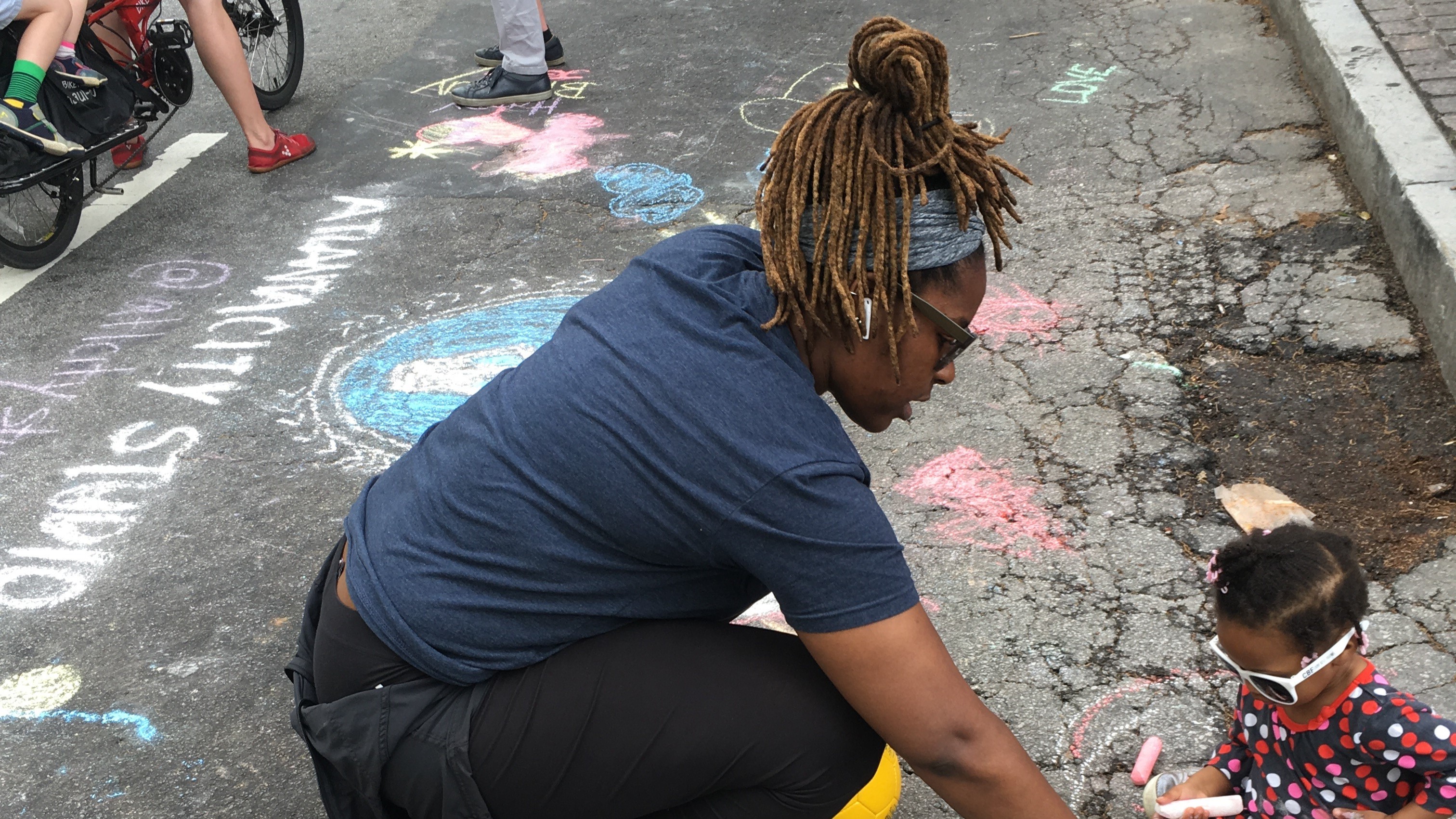 Simone Heath engaging with her community during the Peachtree Atlanta Streets Alive event. Photo provided by Simone Heath.