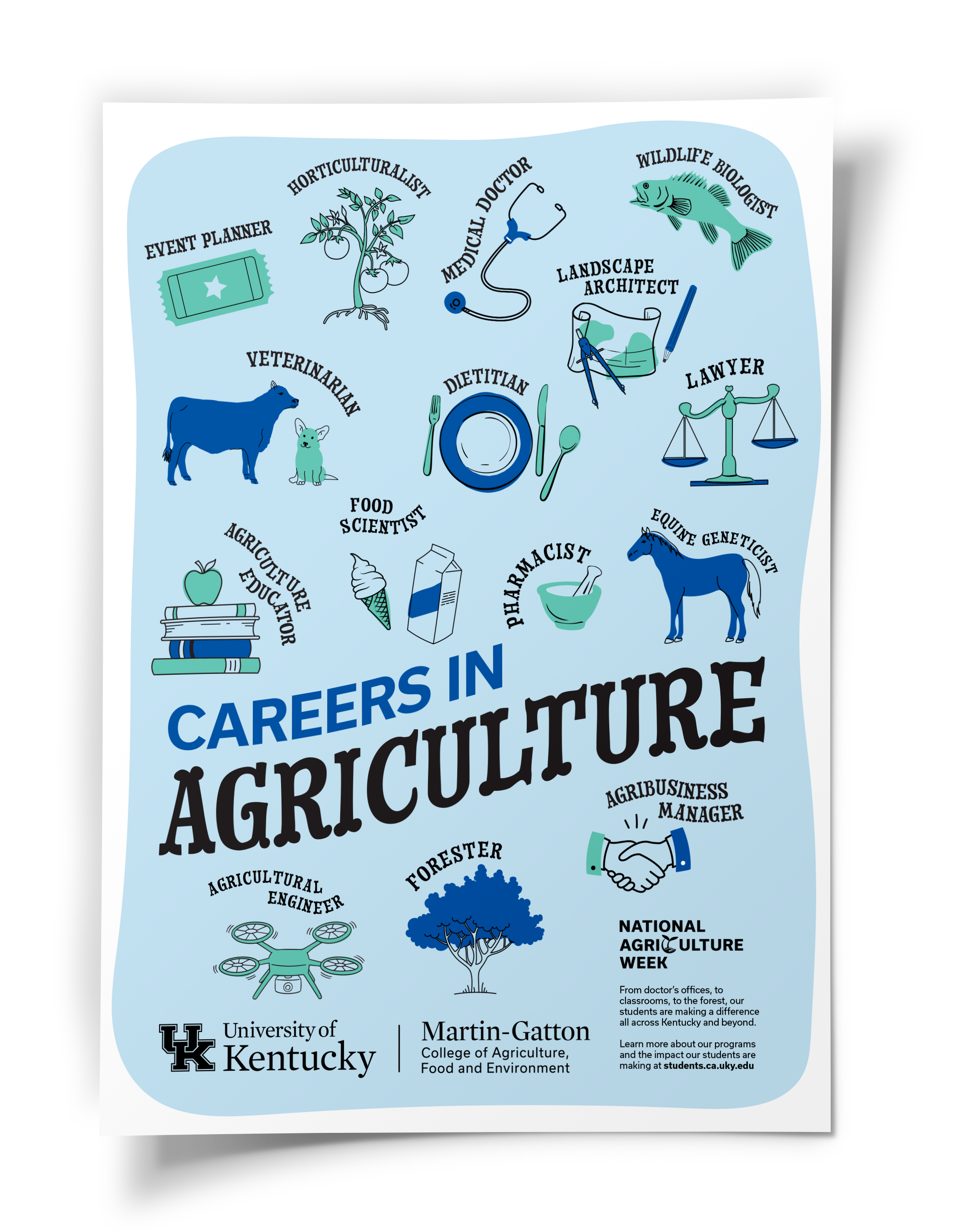 Celebrate 2024 National Agriculture Week all year with a commemorative "Careers in Agriculture" poster.