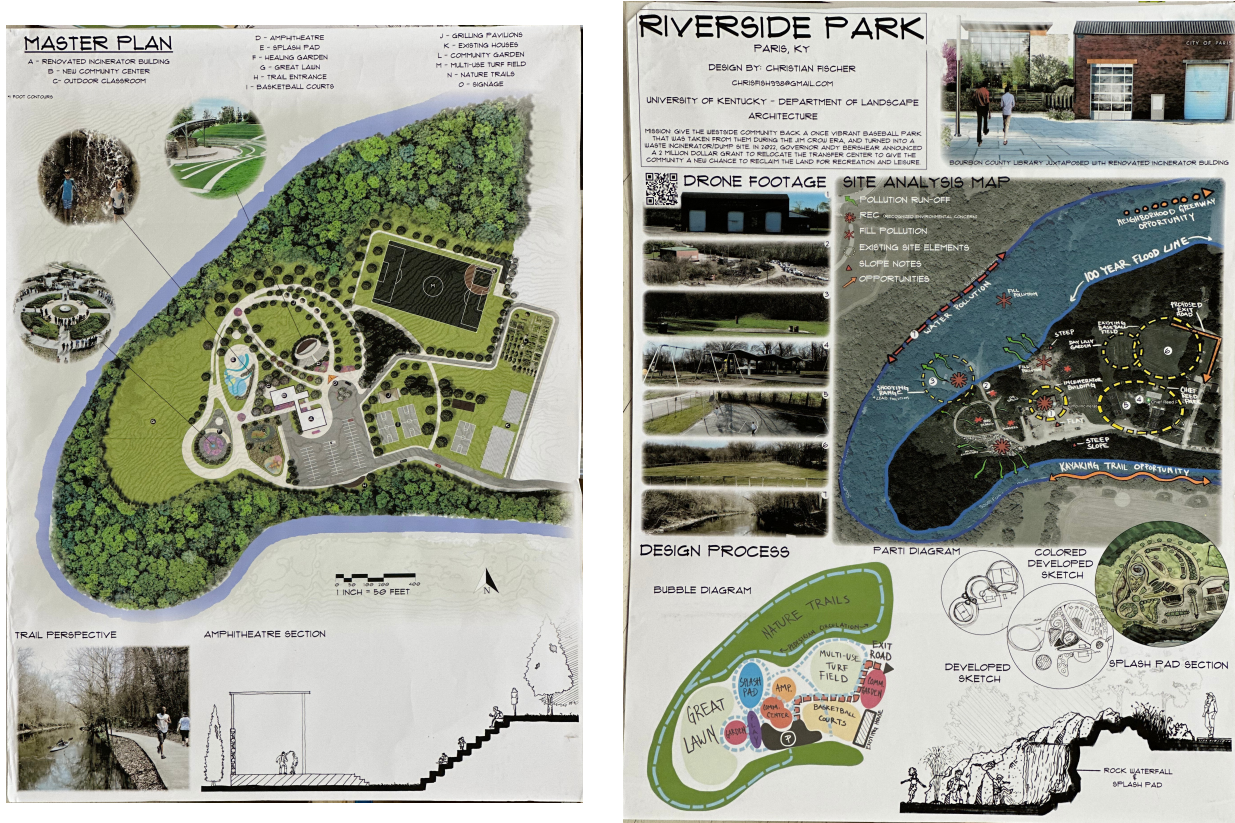 An example of one master site plan developed by UK landscape architecture students and presented e to Paris city officials. Provided by Bill Henkel.