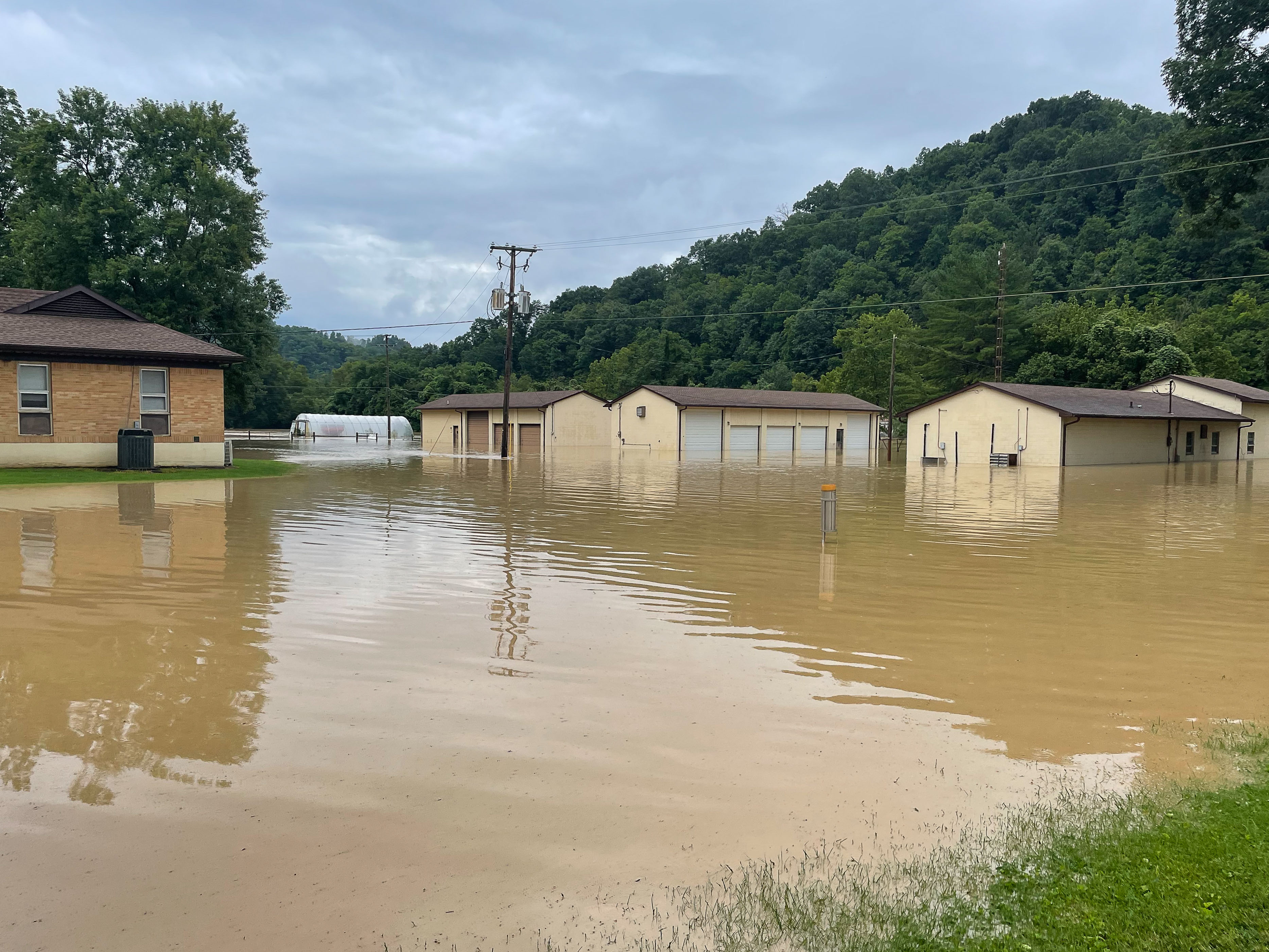 flood, metal buildings, research station