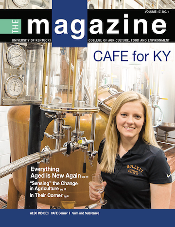 Cover of the AgMagazine for Summer 2016. Cover photo displays person in front of brewing equipment.