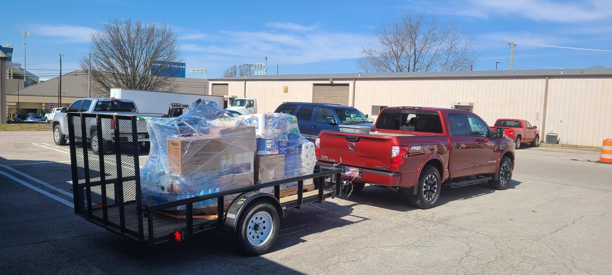 A truck full of donated supplies for Eastern Kentucky flood victims leaves UK's Agriculture Distribution Center for the Wolfe County Extension office on March 5. Photo by Chris Foxworth, UK agricultural communications.