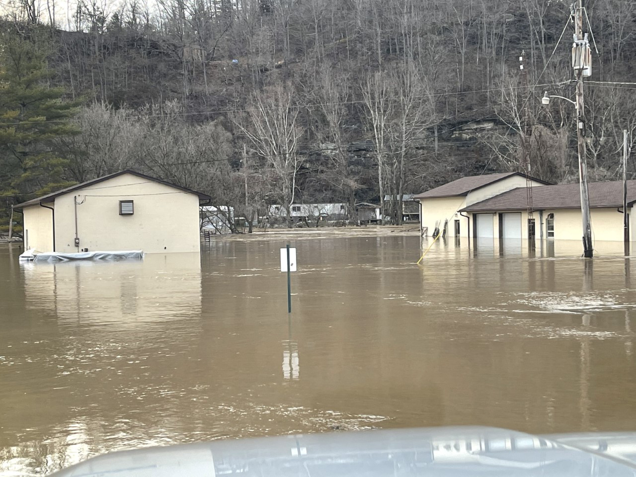 Torrential rains caused flooding at UK's Robinson Center for Appalachian Resource Sustainability. Photo by Daniel Wilson
