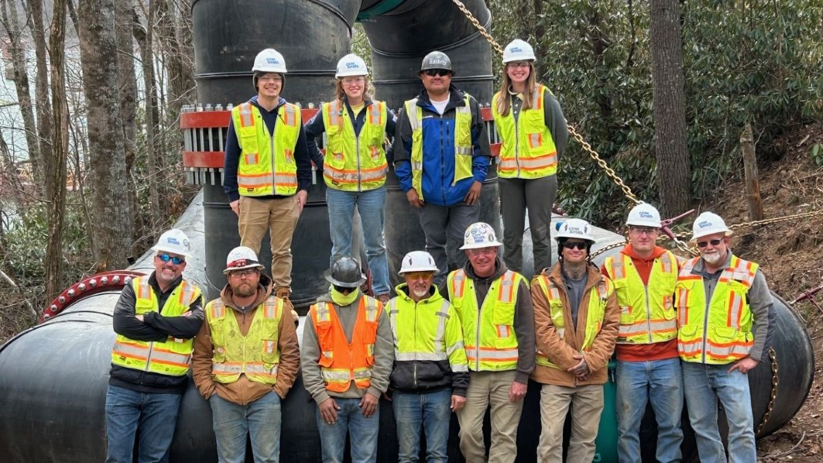 High-Density Polyethylene (HDPE) pipe installation crew. Photo provided by Robert Frank.