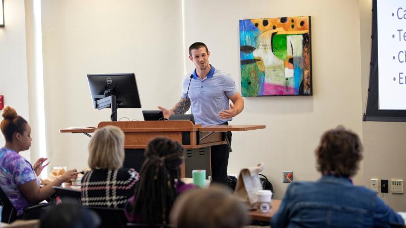 Alex Elswick, assistant extension professor, leads a public health substance use recovery program in Lexington. His program is one example of the kind of projects that will be discussed at the Engagement Academy