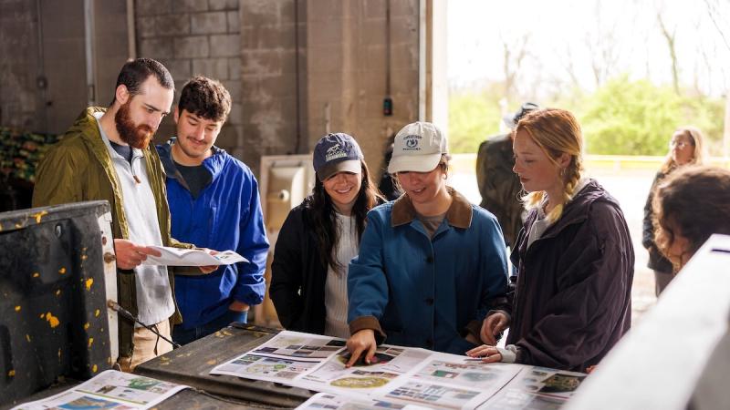 University of Kentucky landscape architecture students looking at their master plans in Paris, Kentucky. Photo by Matt Barton.