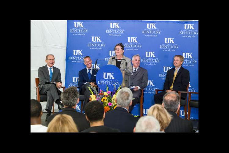 CAFE Dean Nancy Cox announces the college's role in the Food Connection at UK.