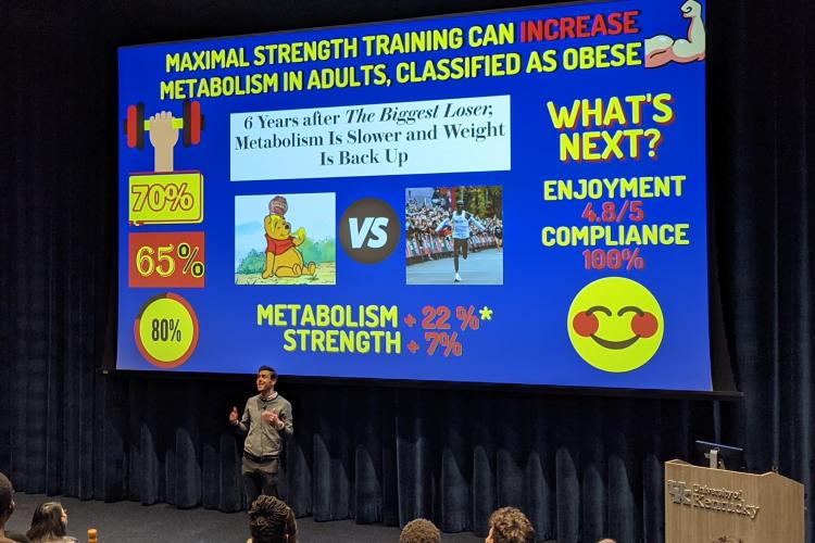 Rob Anderson gives his presentation on strength training.