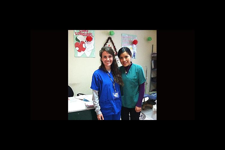 Mary Boulanger, left, a UK junior in human nutrition, worked as an assistant to Dr. Indira Candia at a health clinic in Peru.