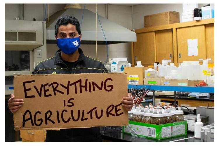 MD Anik Mahmud, integrated plant and soil science master's student, in his research lab. Photo by Seth Riker.