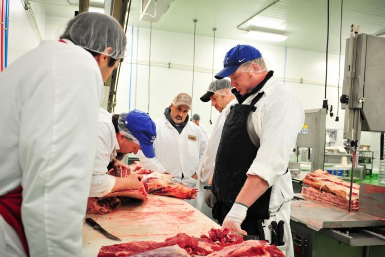 Gregg Rentfrow teaches meat cutting class. 