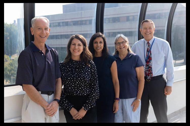 The Robert Wood Johnson Foundation has selected five UK professors to serve in its Clinical Scholars program. From left: Craig Miller, Angela Grubbs, Julie Plasencia, Audrey Darville and Charles Carlson. Photo by Renee Fox.