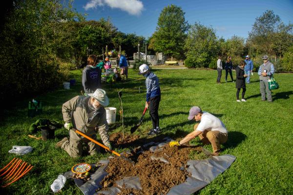 A tree planting is always a featured part of The Arboretum’s Arbor Day celebration.