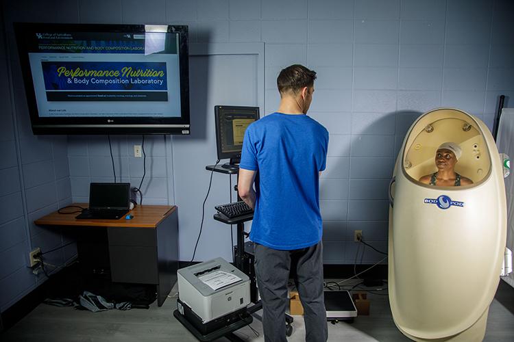 The Bod Pod is a body composition test that clients can take in the UK Performance Nutrition and Body Composition lab to learn more about their health. Photo by Matt Barton, UK Agricultural Communications.