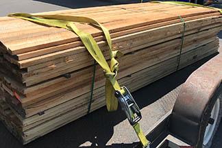 Stacked lumber on trailer