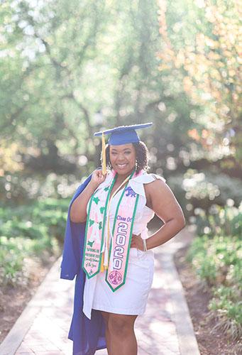 Kymberley Johnson in her UK cap and gown. Photo courtesy of Kymberley Johnson.