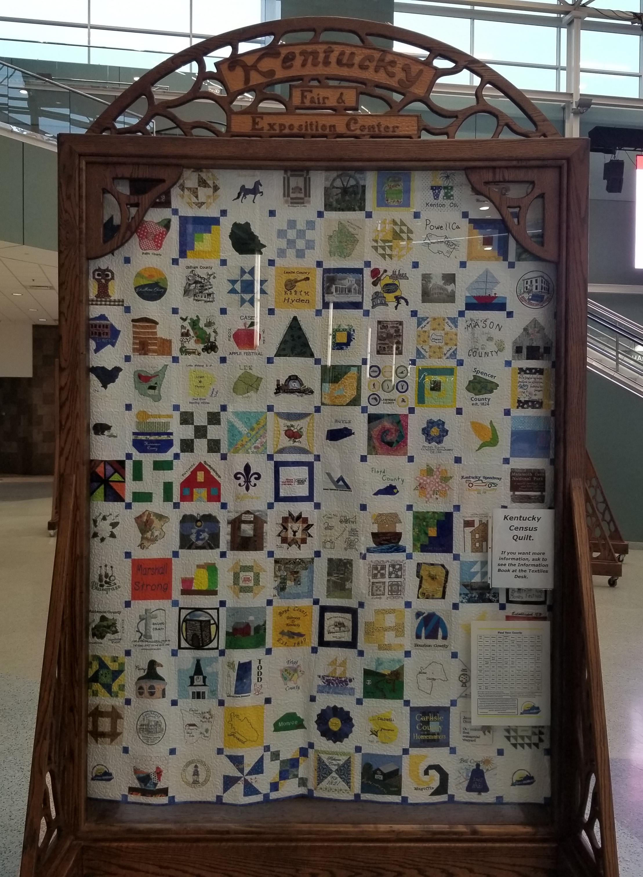 The 2020 Kentucky Census quilt will now hang in the Kentucky Department for Libraries and Archives, located in Frankfort. Photo by Jordan Strickler.