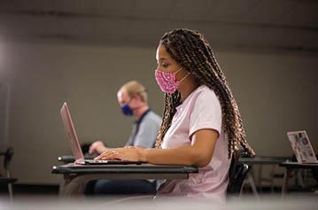 Masked students in class